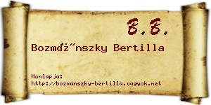 Bozmánszky Bertilla névjegykártya